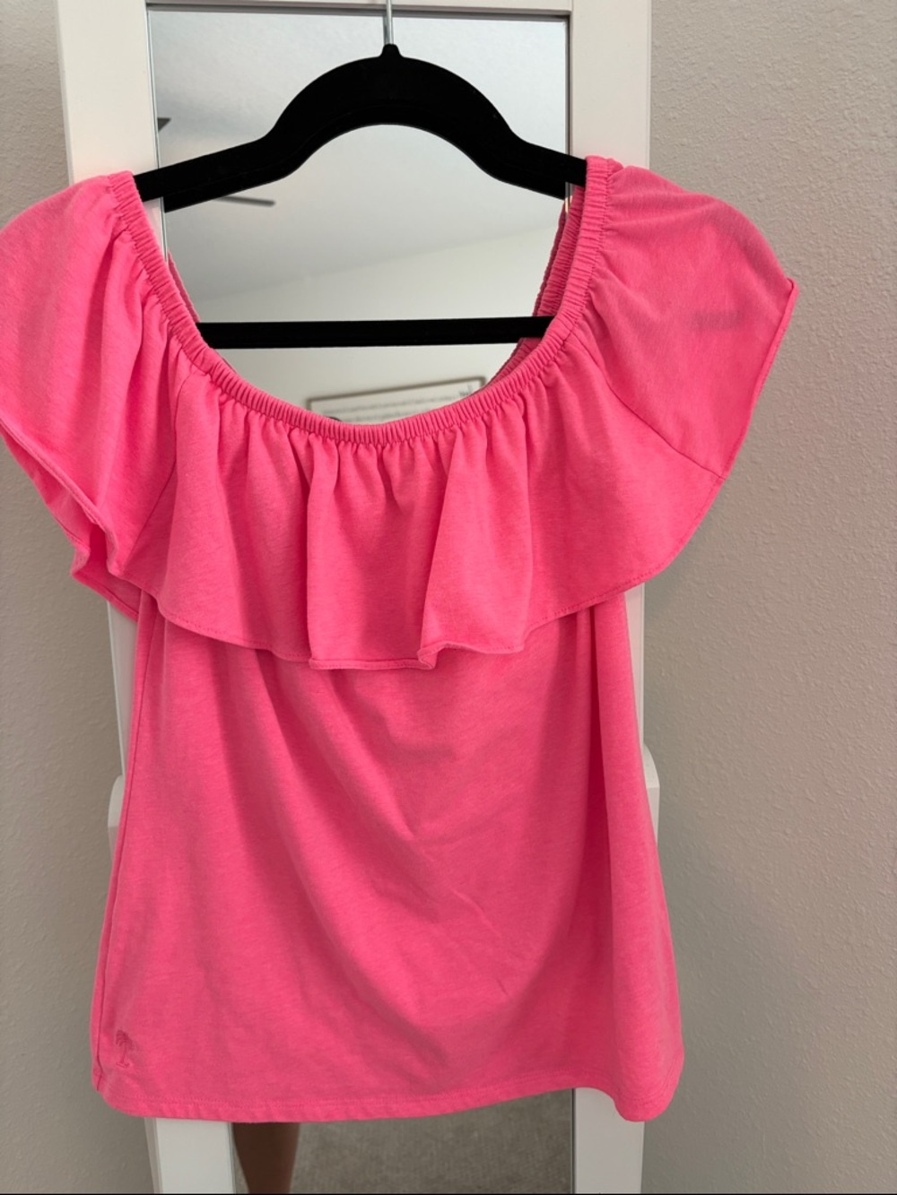Lilly Pulitzer Bright Pink Off-Shoulder Ruffle Tunic